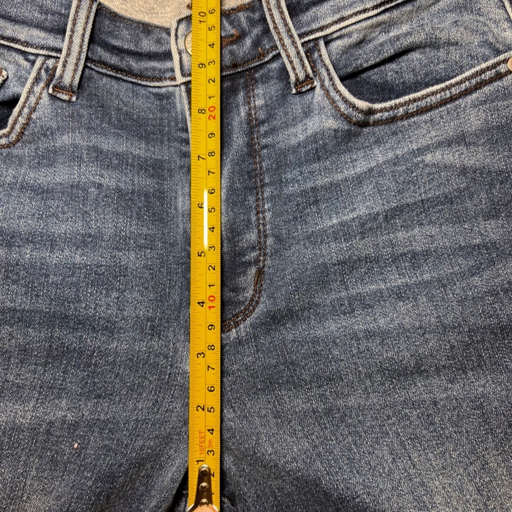 Size 27 Judy Blue High Waist Bootcut Jeans Dark Wash Distressed Hem - Picture 8 of 10
